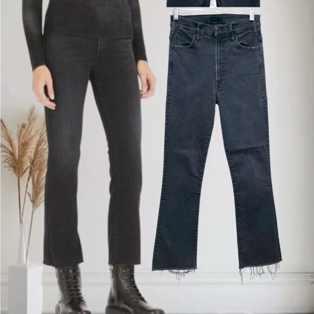 Mother The Hustler Ankle Fray Women’s High Rise Black Faded Wash Jeans Size 26